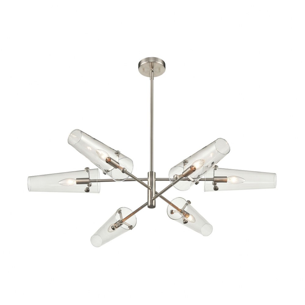 Elk Lighting-47227/6-Valante - Six Light Chandelier 15 by 55 Satin Nickel Finish with Clear Glass