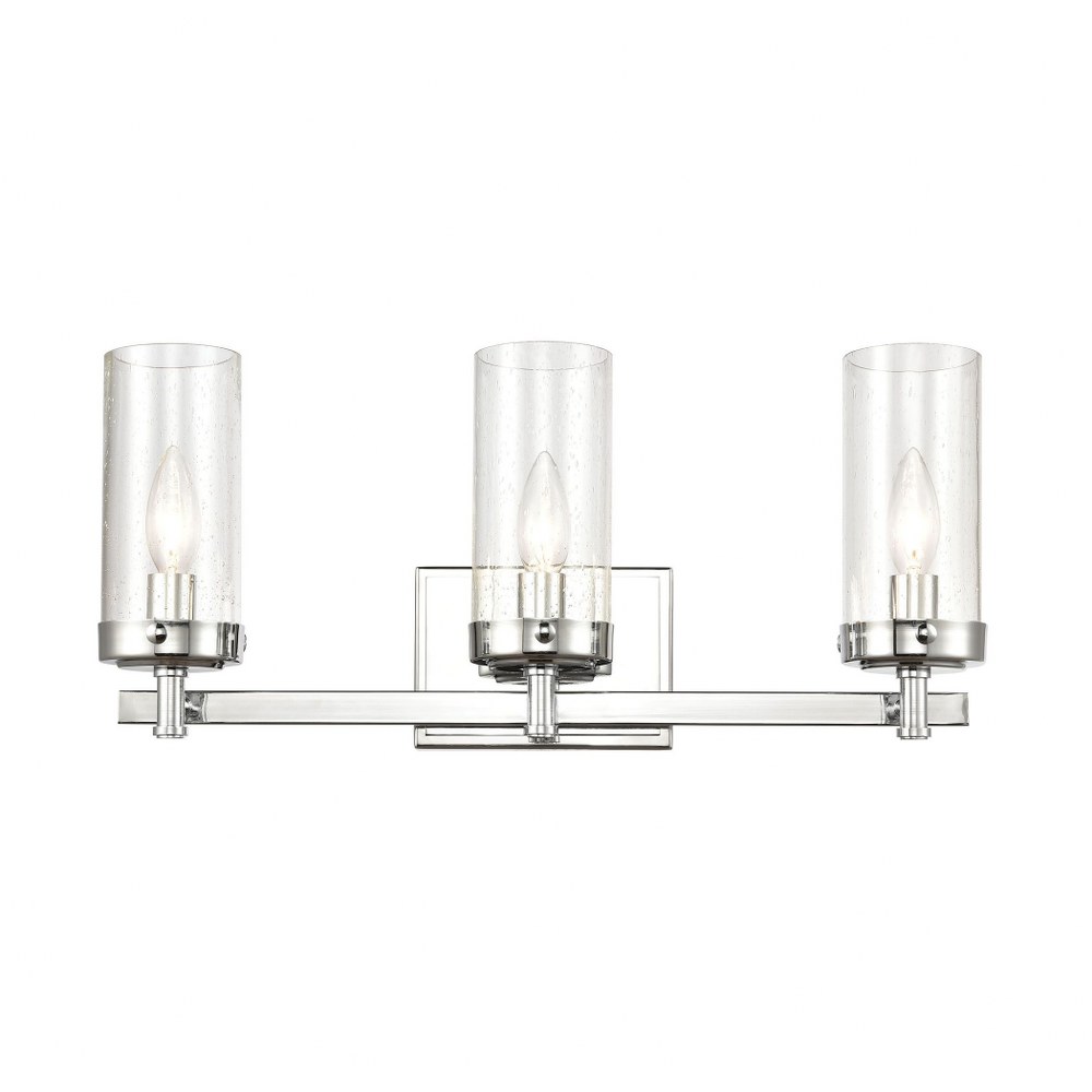 Elk Lighting-47303/3-Melinda - 3 Light Bath Vanity in Transitional Style with Art Deco and Luxe/Glam inspirations - 9 Inches tall and 20 inches wide   Polished Chrome Finish with Seedy Glass