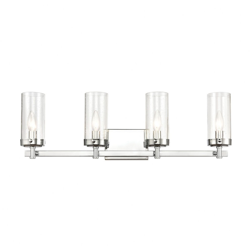 Elk Lighting-47304/4-Melinda - 4 Light Bath Vanity in Transitional Style with Art Deco and Luxe/Glam inspirations - 9 Inches tall and 29 inches wide   Polished Chrome Finish with Seedy Glass