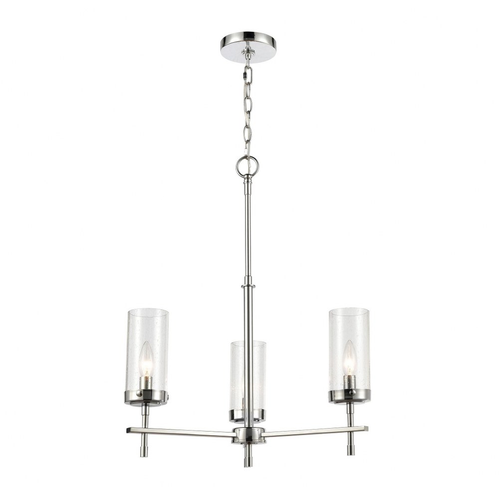 Elk Lighting-47305/3-Melinda - 3 Light Chandelier in Transitional Style with Art Deco and Luxe/Glam inspirations - 26 Inches tall and 21 inches wide   Polished Chrome Finish with Seedy Glass