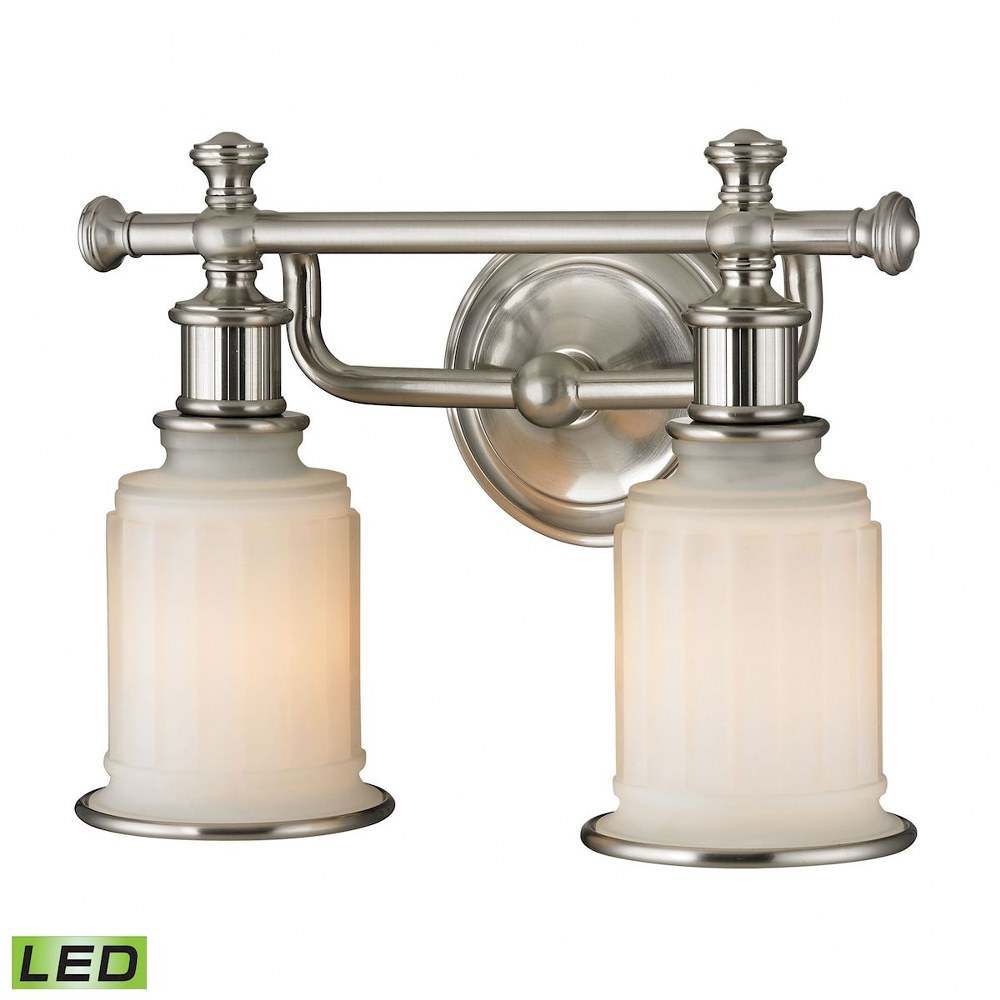 Elk Lighting-52001/2-LED-Acadia - 19W 2 LED Bath Vanity in Traditional Style with Victorian and Modern Farmhouse inspirations - 10 Inches tall and 13 inches wide   Brushed Nickel Finish with Opal Whit