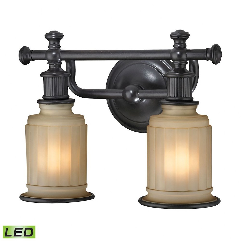 Elk Lighting-52011/2-LED-Acadia - 19W 2 LED Bath Vanity in Traditional Style with Victorian and Modern Farmhouse inspirations - 10 Inches tall and 13 inches wide   Oil Rubbed Bronze Finish with Opal W