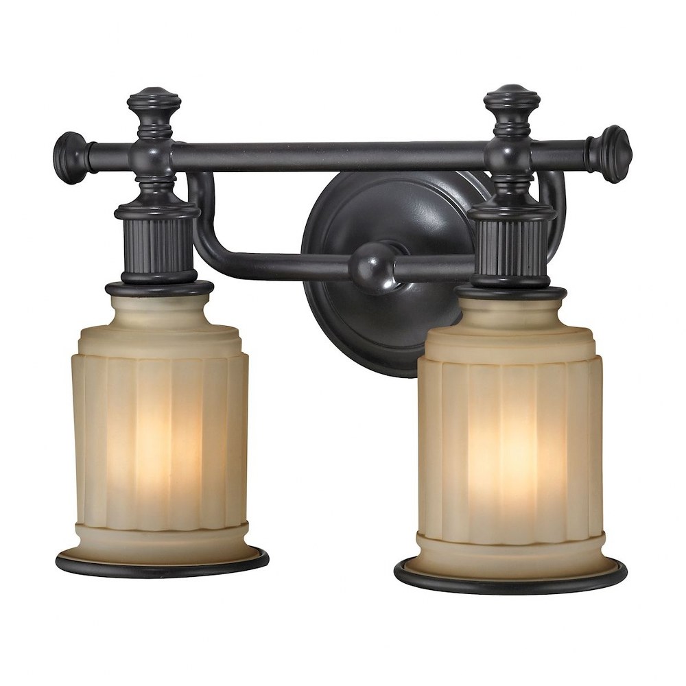 Elk Lighting-52011/2-Acadia - 2 Light Bath Vanity in Traditional Style with Victorian and Modern Farmhouse inspirations - 10 Inches tall and 13 inches wide   Oil Rubbed Bronze Finish with Opal White R