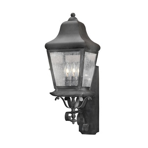 Elk Lighting-5311-C-Belmont - Three Light Outdoor Wall Sconce   Charcoal Finish with Clear Beveled Glass