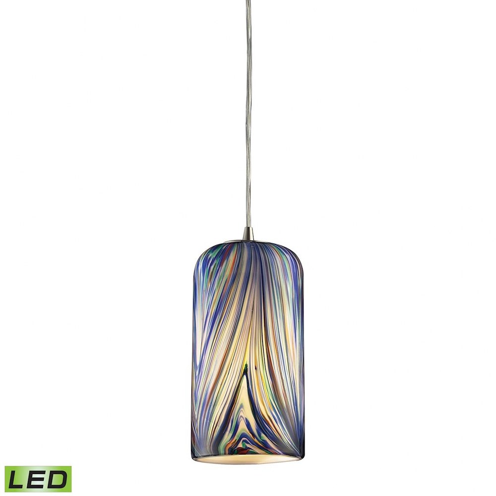Elk Lighting-544-1MO-LED-Molten - 13.5W 1 LED Pendant in Transitional Style with Boho and Retro inspirations - 11 Inches tall and 5 inches wide Molten Ocean Satin Nickel Satin Nickel Finish
