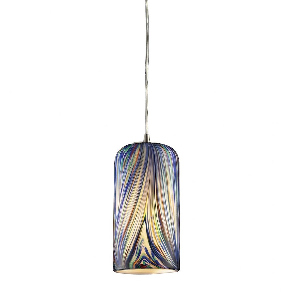 Elk Lighting-544-1MO-Molten - 13.5W 1 LED Pendant in Transitional Style with Boho and Retro inspirations - 11 Inches tall and 5 inches wide Molten Ocean Satin Nickel Satin Nickel Finish
