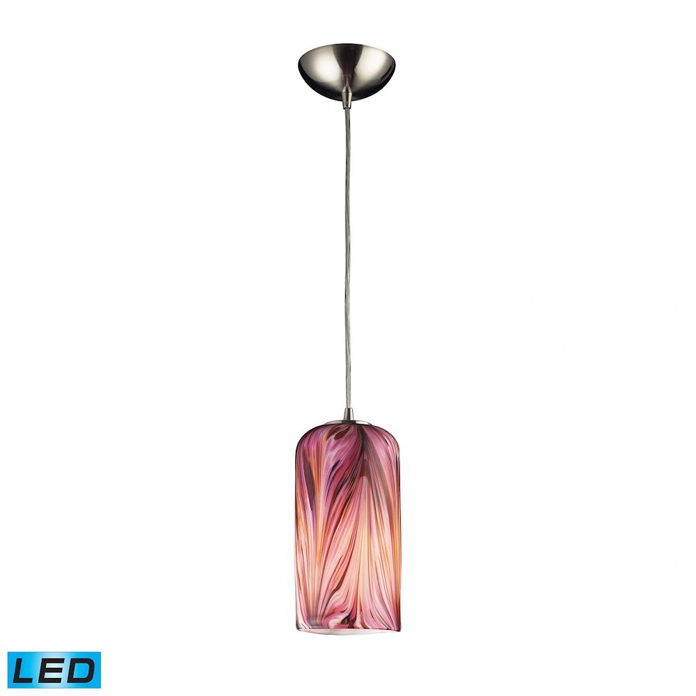 Elk Lighting-544-1MR-LED-Molten - 13.5W 1 LED Pendant in Transitional Style with Boho and Retro inspirations - 11 Inches tall and 5 inches wide Molten Rose LED Satin Nickel Finish