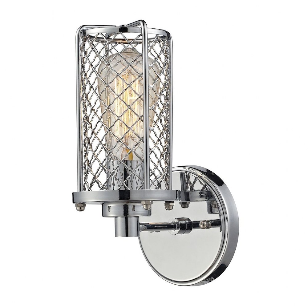 Elk Lighting-55000/1-Brisbane - 1 Light Wall Sconce in Modern/Contemporary Style with Urban/Industrial and Modern Farmhouse inspirations - 11 Inches tall and 5 inches wide   Polished Chrome Finish wit