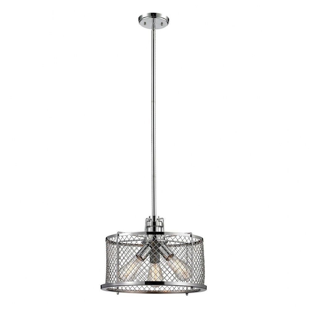 Elk Lighting-55002/3-Brisbane - Three Light Pendant   Polished Chrome Finish