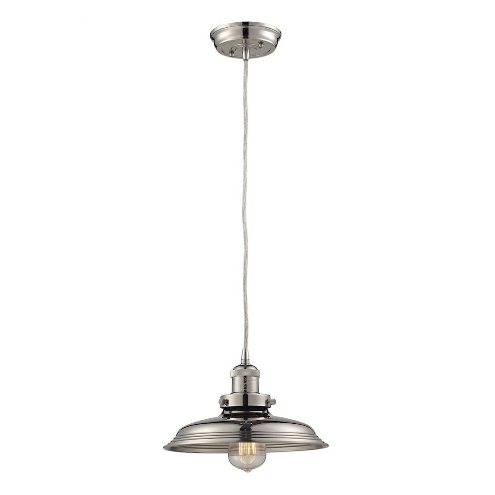 Elk Lighting-55011/1-Newberry - 1 Light Mini Pendant in Transitional Style with Modern Farmhouse and Urban/Industrial inspirations - 7 Inches tall and 11 inches wide Polished Nickel  Oil Rubbed Bronze