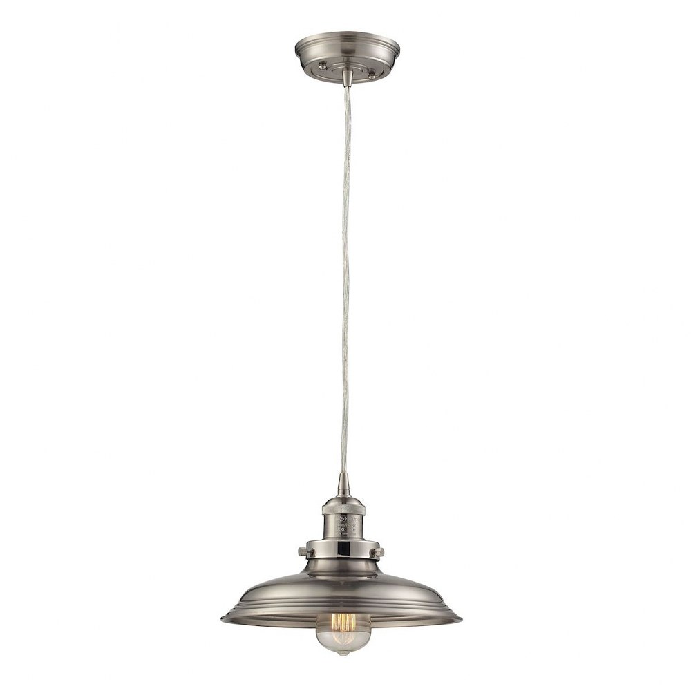 Elk Lighting-55021/1-Newberry - 1 Light Mini Pendant in Transitional Style with Modern Farmhouse and Urban/Industrial inspirations - 7 Inches tall and 11 inches wide Satin Nickel  Oil Rubbed Bronze Fi