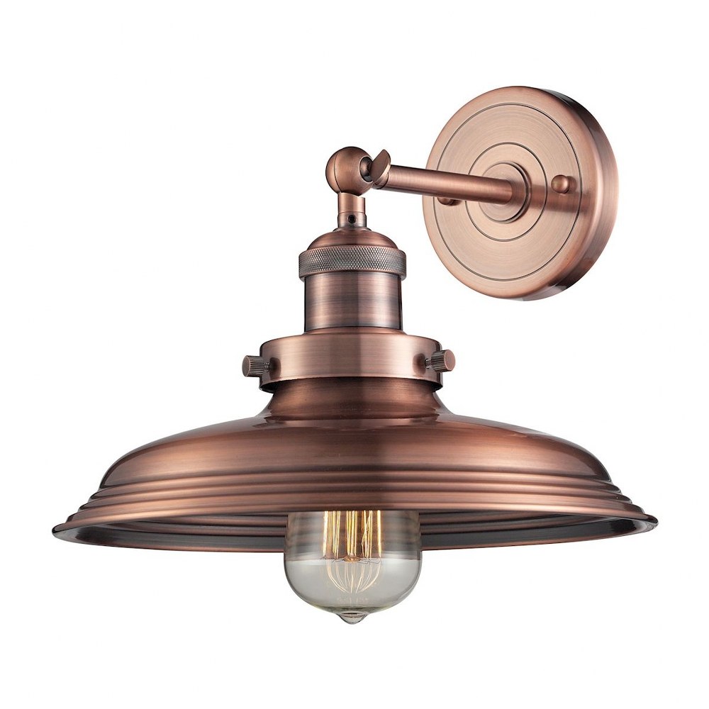 Elk Lighting-55030/1-Newberry - 1 Light Wall Sconce in Transitional Style with Modern Farmhouse and Urban/Industrial inspirations - 9 Inches tall and 11 inches wide Antique Copper  Oil Rubbed Bronze F