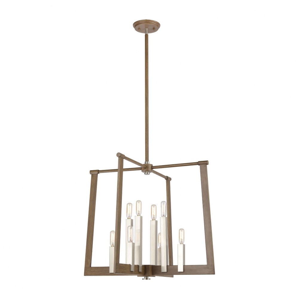 Elk Lighting-55054/8-Axis - 8 Light Chandelier in Transitional Style with Modern Farmhouse and Urban/Industrial inspirations - 20 Inches tall and 24 inches wide   Light Wood/Satin Nickel Finish