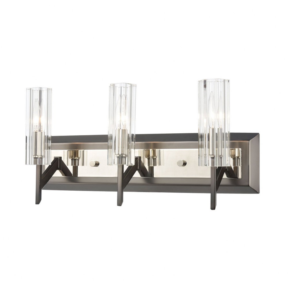 Elk Lighting-55071/3-Aspire - 3 Light Bath Vanity in Modern/Contemporary Style with Luxe/Glam and Art Deco inspirations - 10 Inches tall and 20 inches wide   Black Nickel/Polished Nickel Finish with R