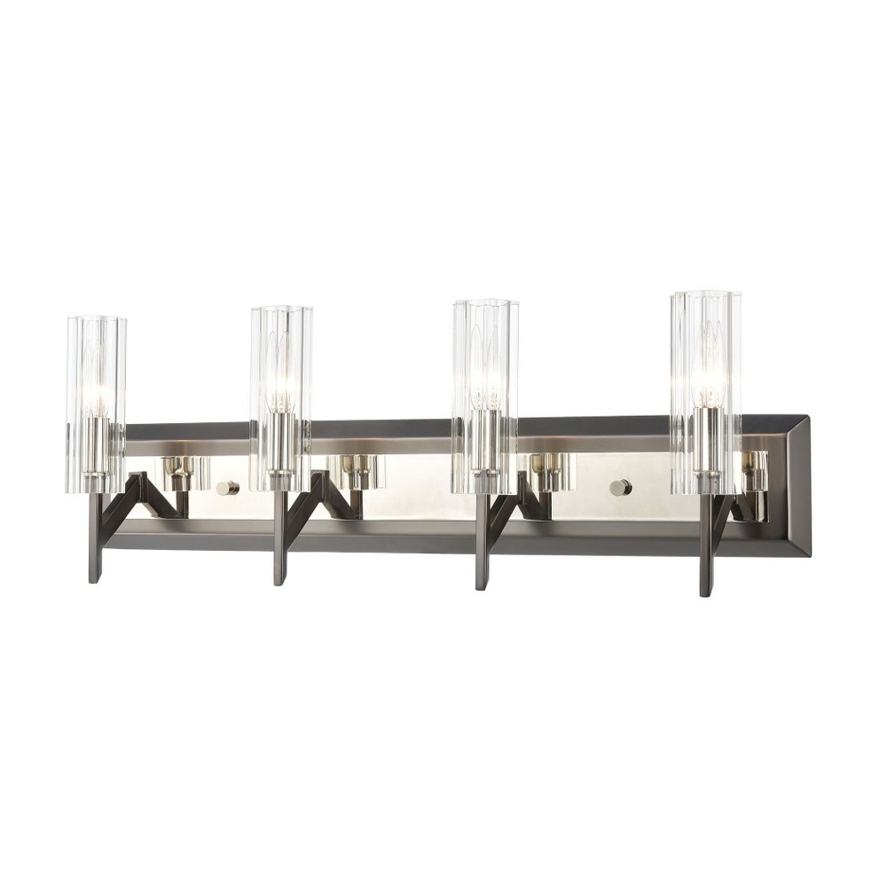 Elk Lighting-55072/4-Aspire - 4 Light Bath Vanity in Modern/Contemporary Style with Luxe/Glam and Art Deco inspirations - 10 Inches tall and 28 inches wide   Black Nickel/Polished Nickel Finish with R