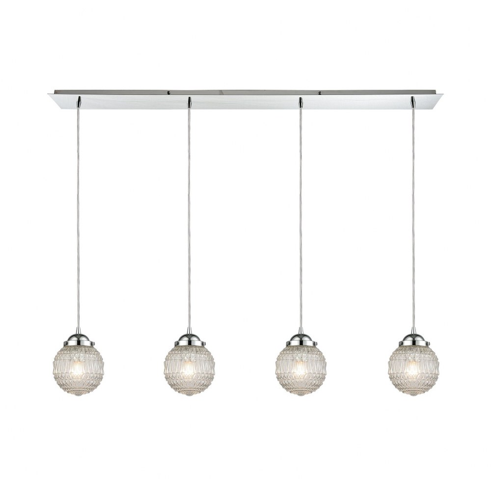 Elk Lighting-56591/4LP-Victoriana - 4 Light Linear Pendant in Modern/Contemporary Style with Retro and Luxe/Glam inspirations - 8 Inches tall and 46 inches wide   Polished Chrome Finish with Clear Pat