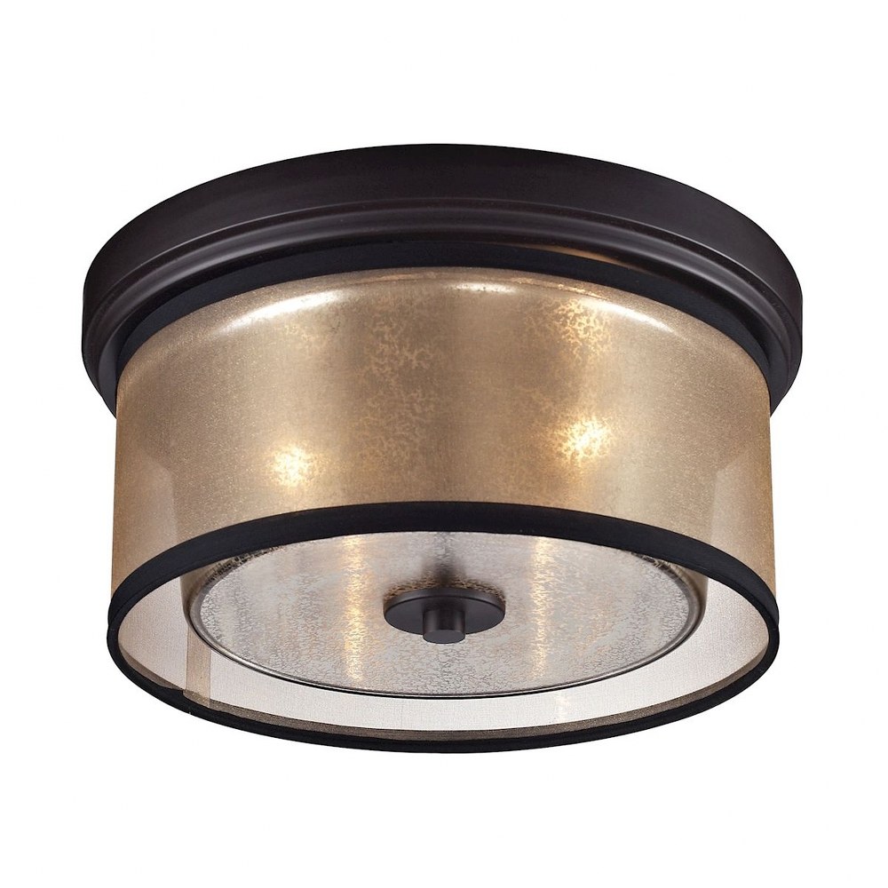 Elk Lighting-57025/2-Diffusion - 2 Light Flush Mount in Transitional Style with Luxe/Glam and Mid-Century Modern inspirations - 6 Inches tall and 13 inches wide   Oil Rubbed Bronze Finish with Mercury