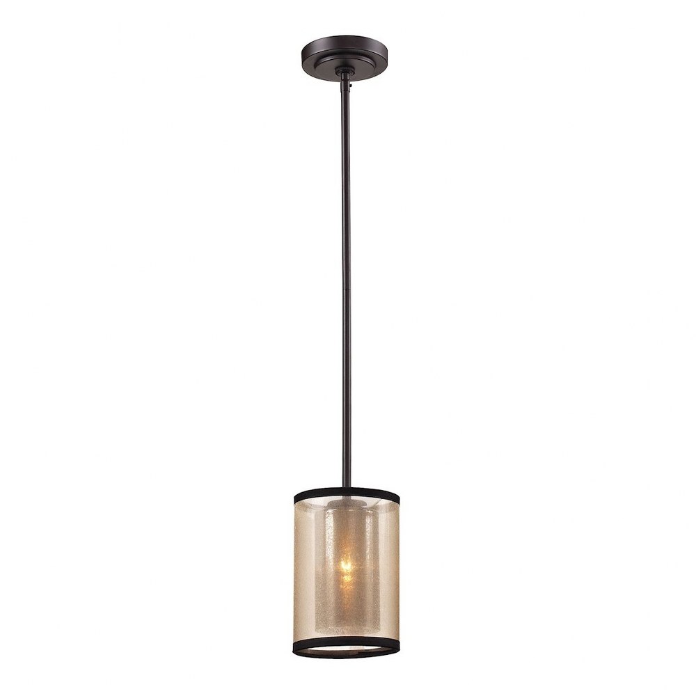 Elk Lighting-57026/1-Diffusion - 1 Light Mini Pendant in Transitional Style with Luxe/Glam and Mid-Century Modern inspirations - 8 Inches tall and 6 inches wide   Oil Rubbed Bronze Finish with Mercury