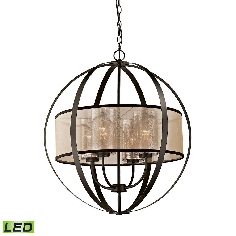 Elk Lighting-57029/4-LED-Diffusion - 38W 4 LED Chandelier in Transitional Style with Luxe/Glam and Mid-Century Modern inspirations - 27 Inches tall and 24 inches wide   Oil Rubbed Bronze Finish with M