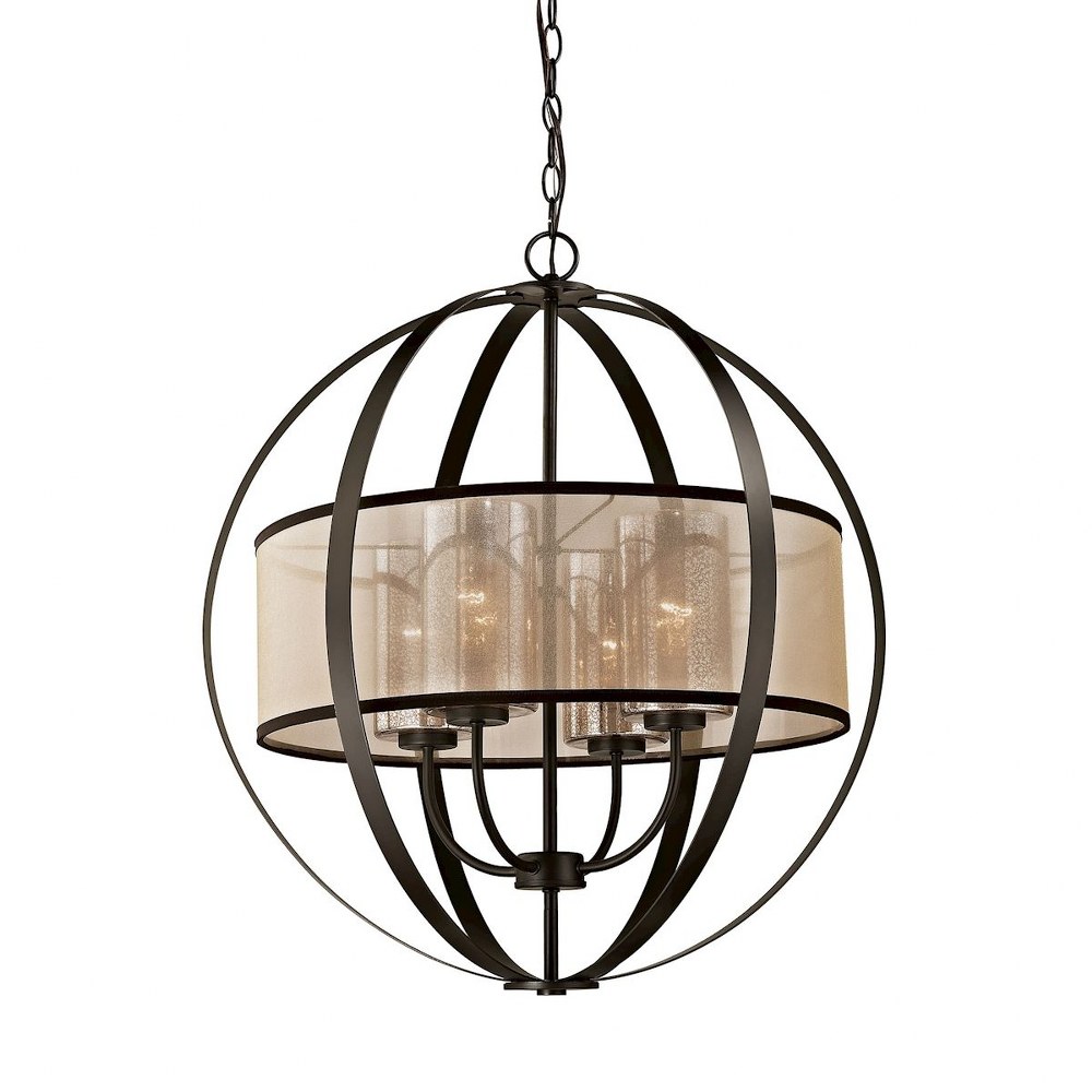 Elk Lighting-57029/4-Diffusion - 4 Light Chandelier in Transitional Style with Luxe/Glam and Mid-Century Modern inspirations - 27 Inches tall and 24 inches wide   Oil Rubbed Bronze Finish with Mercury