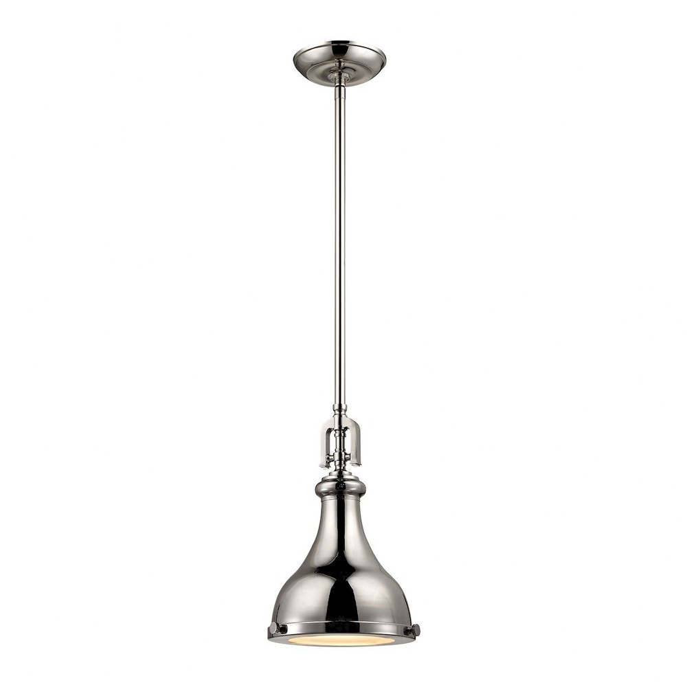 Elk Lighting-57030/1-Rutherford - One Light Mini Pendant   Polished Nickel Finish with Frosted Glass with Metal Shade