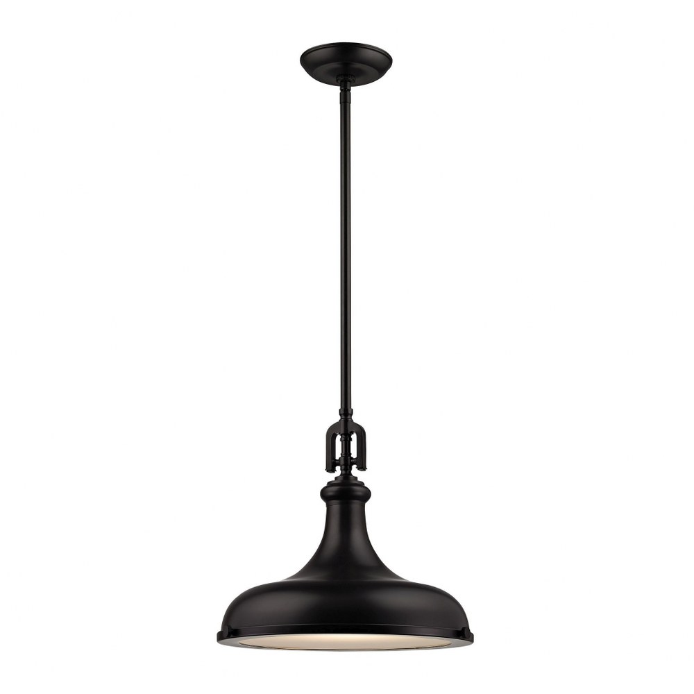 Elk Lighting-57061/1-Rutherford - 1 Light Pendant in Transitional Style with Urban/Industrial and Modern Farmhouse inspirations - 13 Inches tall and 15 inches wide Oil Rubbed Bronze  Polished Nickel/W