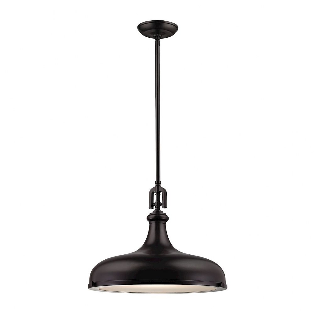 Elk Lighting-57062/1-Rutherford - 1 Light Pendant in Transitional Style with Urban/Industrial and Modern Farmhouse inspirations - 14 Inches tall and 18 inches wide Oil Rubbed Bronze  Polished Nickel/W