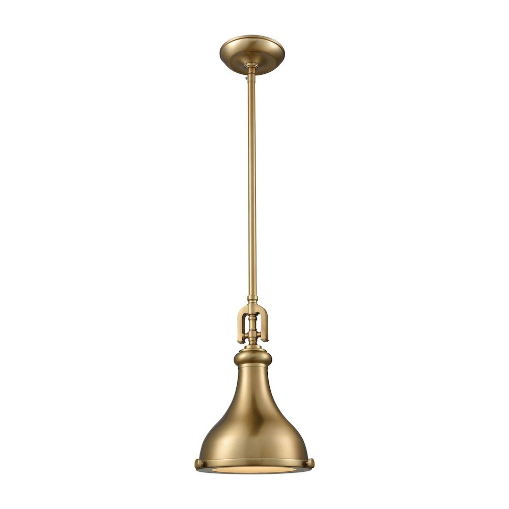 Elk Lighting-57070/1-Rutherford - 1 Light Mini Pendant in Transitional Style with Urban/Industrial and Modern Farmhouse inspirations - 13 Inches tall and 9 inches wide Satin Brass  Polished Nickel/Wea