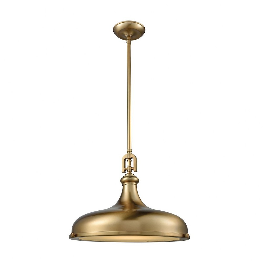 Elk Lighting-57072/1-Rutherford - 1 Light Pendant in Transitional Style with Urban/Industrial and Modern Farmhouse inspirations - 14 Inches tall and 18 inches wide Satin Brass  Polished Nickel/Weather