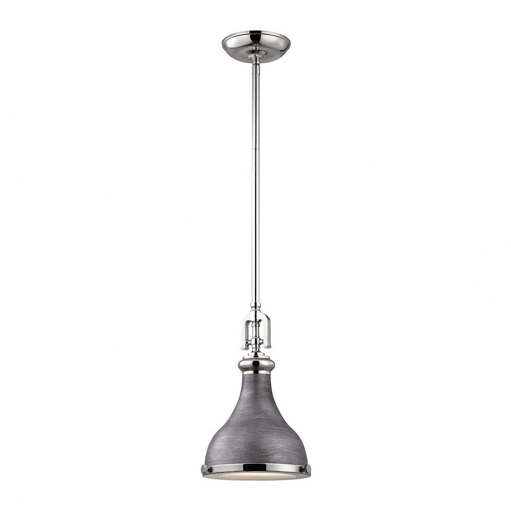 Elk Lighting-57080/1-Rutherford - 1 Light Mini Pendant in Transitional Style with Urban/Industrial and Modern Farmhouse inspirations - 13 Inches tall and 9 inches wide Polished Nickel/Weathered Zinc  