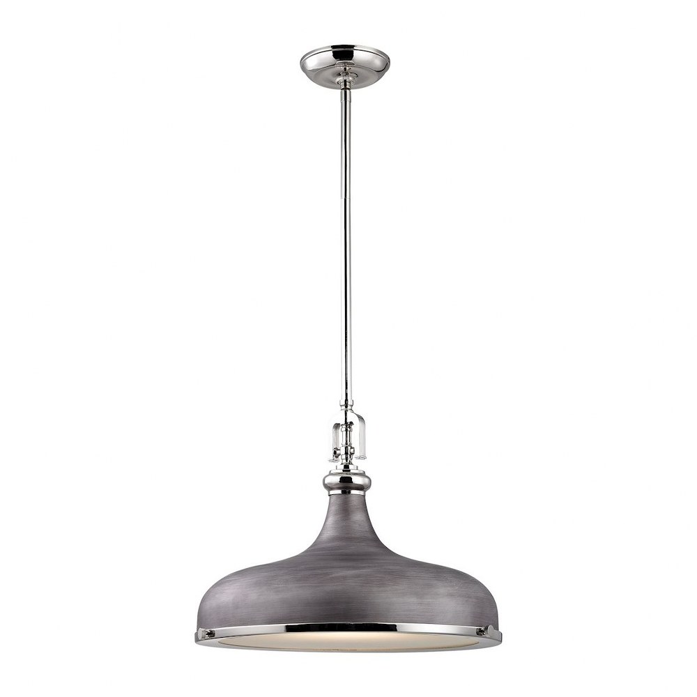 Elk Lighting-57082/1-Rutherford - 1 Light Pendant in Transitional Style with Urban/Industrial and Modern Farmhouse inspirations - 14 Inches tall and 18 inches wide Polished Nickel/Weathered Zinc  Poli