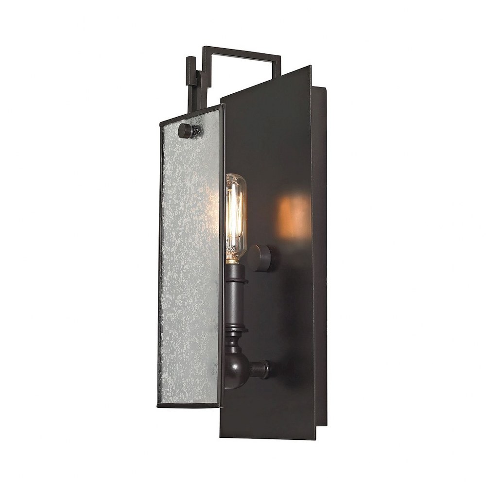 Elk Lighting-57090/1-Lindhurst - 1 Light Swingarm Wall Sconce in Modern Style with Modern Farmhouse and Mission inspirations - 13 Inches tall and 4 inches wide   Oil Rubbed Bronze Finish with Frosted 