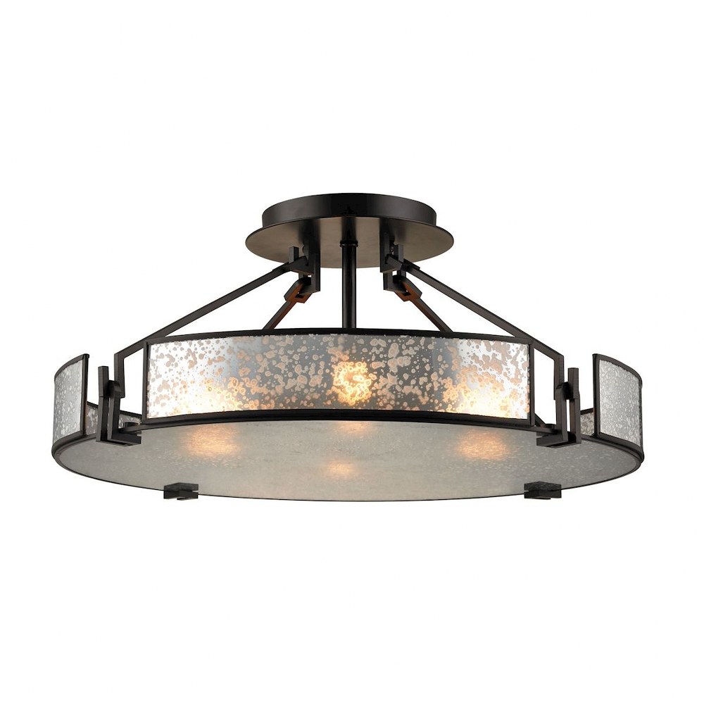 Elk Lighting-57091/4-Lindhurst - 4 Light Semi-Flush Mount in Modern/Contemporary Style with Modern Farmhouse and Mission inspirations - 8 Inches tall and 21 inches wide   Oil Rubbed Bronze Finish With