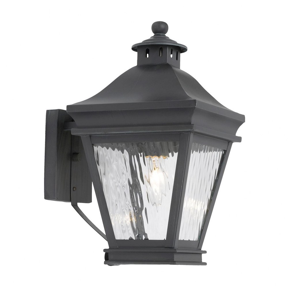 Elk Lighting-5720-C-Landings - 1 Light Outdoor Wall Lantern in Traditional Style with Country/Cottage and Southwestern inspirations - 13 Inches tall and 8 inches wide   Charcoal Finish with Clear Ripp