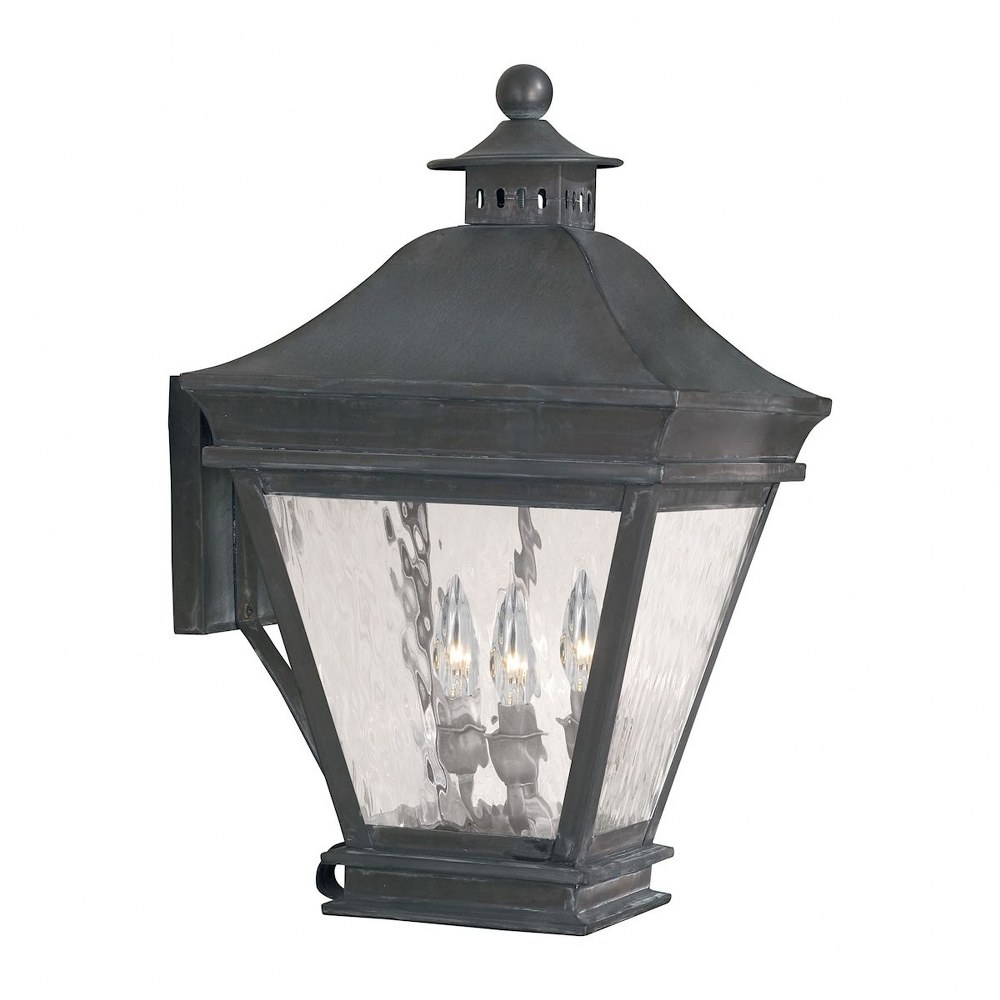Elk Lighting-5722-C-Landings - 3 Light Outdoor Wall Lantern in Traditional Style with Country/Cottage and Southwestern inspirations - 19.5 Inches tall and 12 inches wide   Charcoal Finish with Clear R