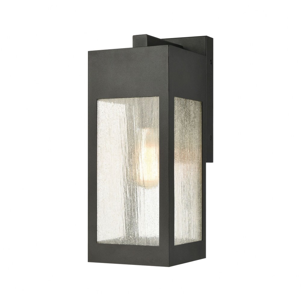 Elk Lighting-57301/1-Angus - 1 Light Outdoor Wall Sconce in Modern/Contemporary Style with Urban and Southwestern inspirations - 13 Inches tall and 4.75 inches wide 17 by 10  Charcoal Finish with Seed