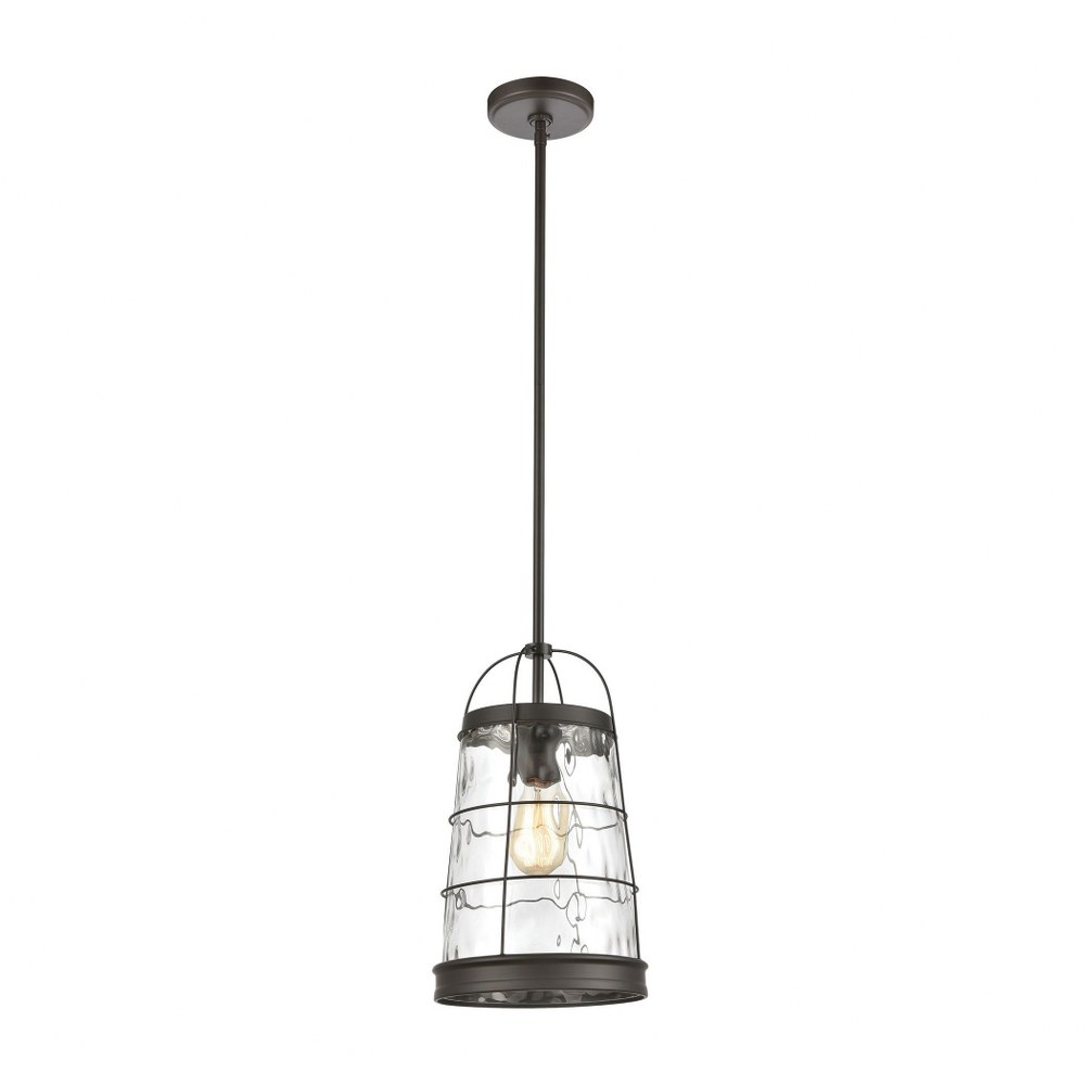 Elk Lighting-57310/1-Azaria - 1 Light Mini Pendant in Transitional Style with Modern Farmhouse and Country/Cottage inspirations - 15 Inches tall and 9 inches wide   Oil Rubbed Bronze Finish with Water