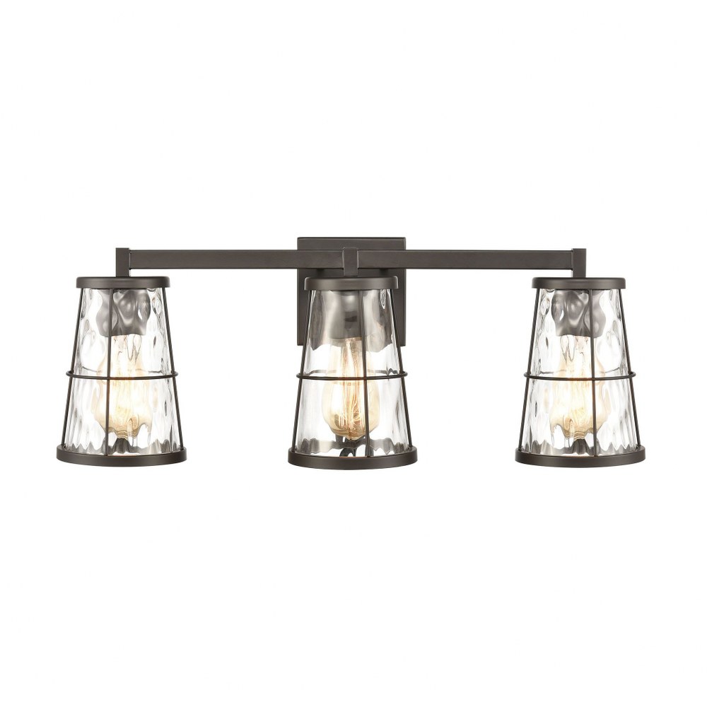 Elk Lighting-57313/3-Kendrix - 3 Light Bath Vanity in Transitional Style with Modern Farmhouse and Country/Cottage inspirations - 9 Inches tall and 24 inches wide   Oil Rubbed Bronze Finish with Water