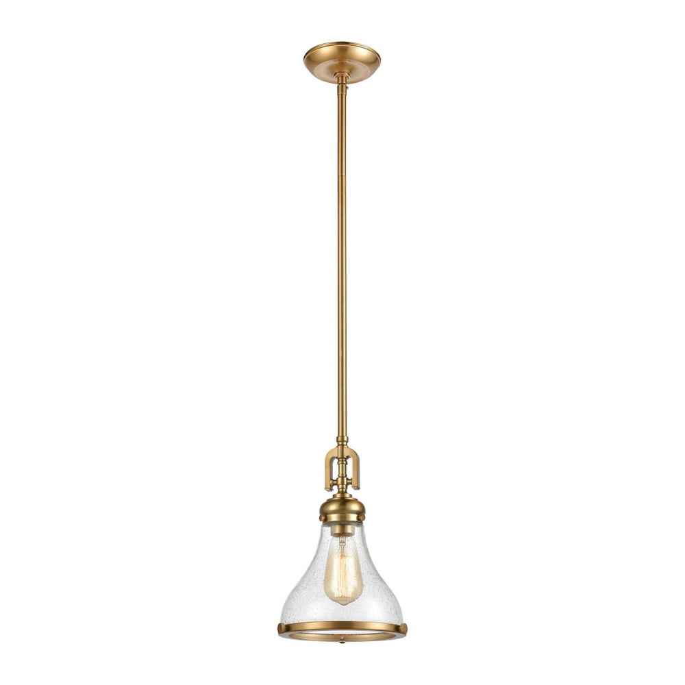 Elk Lighting-57370/1-Rutherford - 1 Light Mini Pendant in Transitional Style with Urban/Industrial and Modern Farmhouse inspirations - 13 Inches tall and 9 inches wide Satin Brass  Oil Rubbed Bronze F