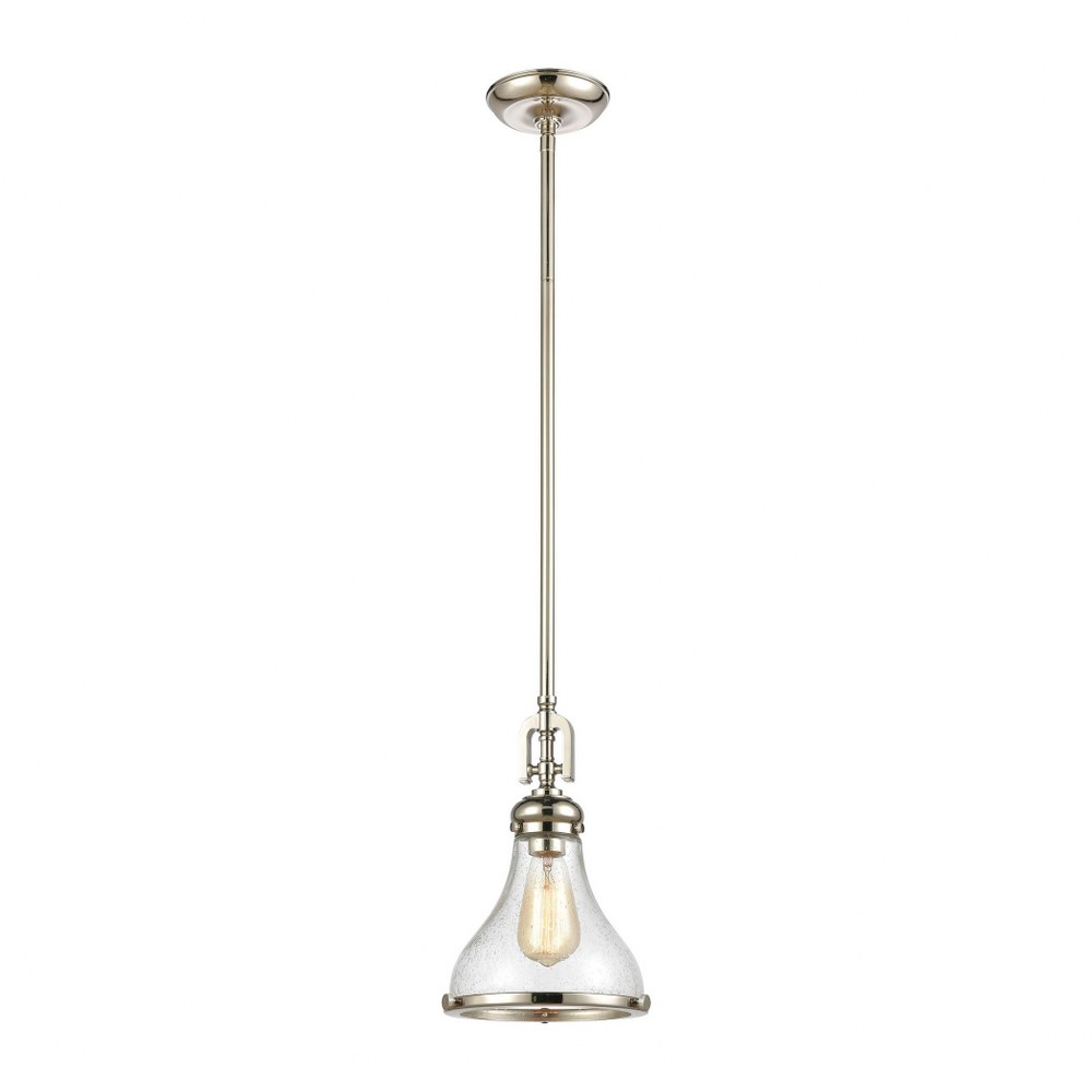 Elk Lighting-57380/1-Rutherford - 1 Light Mini Pendant in Transitional Style with Urban/Industrial and Modern Farmhouse inspirations - 13 Inches tall and 9 inches wide Polished Nickel  Oil Rubbed Bron