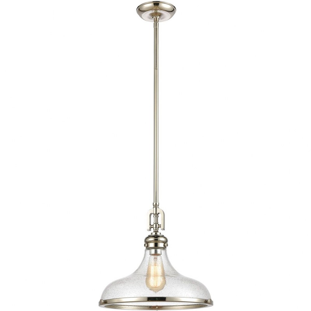 Elk Lighting-57381/1-Rutherford - 1 Light Pendant in Transitional Style with Urban/Industrial and Modern Farmhouse inspirations - 13 Inches tall and 15 inches wide Polished Nickel  Oil Rubbed Bronze F