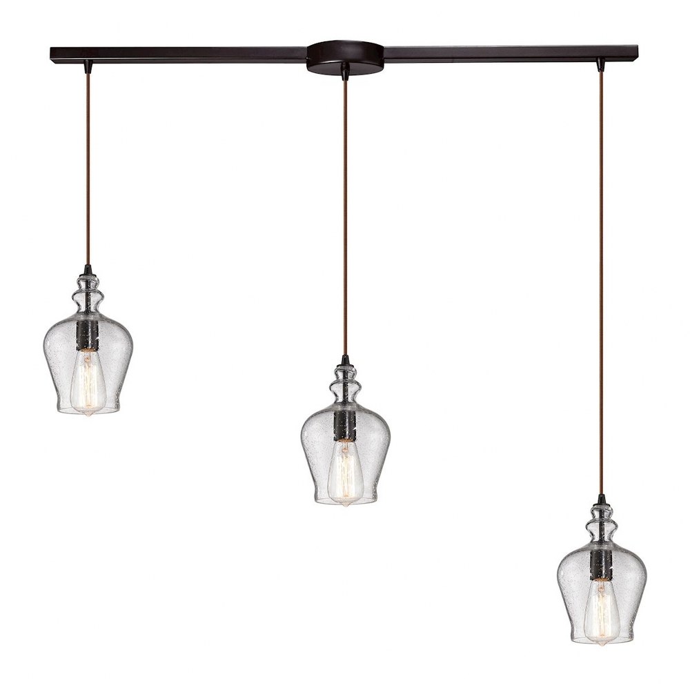 Elk Lighting-60066-3L-Menlow Park - 3 Light Linear Mini Pendant in Transitional Style with Vintage Charm and Country inspirations - 10 Inches tall and 36 inches wide   Oil Rubbed Bronze Finish with Sm