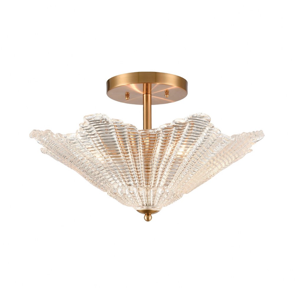 Elk Lighting-60165/4-Radiance - 4 Light Semi-Flush Mount in Transitional Style with Art Deco and Luxe/Glam inspirations - 12 Inches tall and 20 inches wide   Satin Brass Finish with Clear Glass