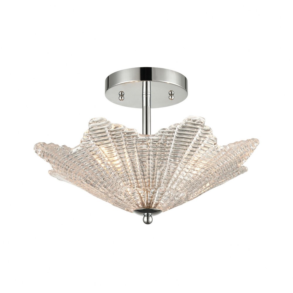 Elk Lighting-60174/3-Radiance - 3 Light Semi-Flush Mount in Transitional Style with Art Deco and Luxe/Glam inspirations - 11 Inches tall and 16 inches wide   Polished Chrome Finish with Clear Glass