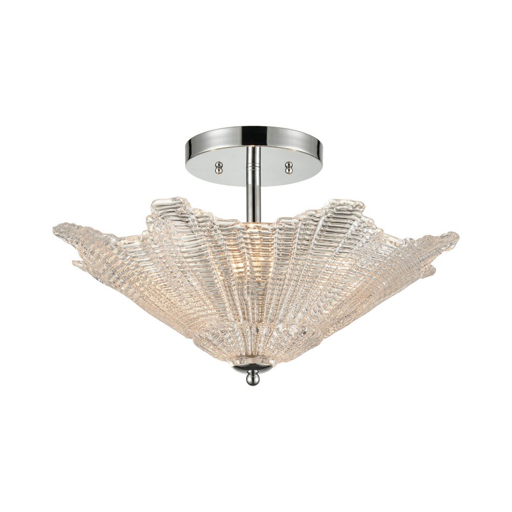 Elk Lighting-60175/4-Radiance - 4 Light Semi-Flush Mount in Transitional Style with Art Deco and Luxe/Glam inspirations - 12 Inches tall and 20 inches wide   Polished Chrome Finish with Clear Glass