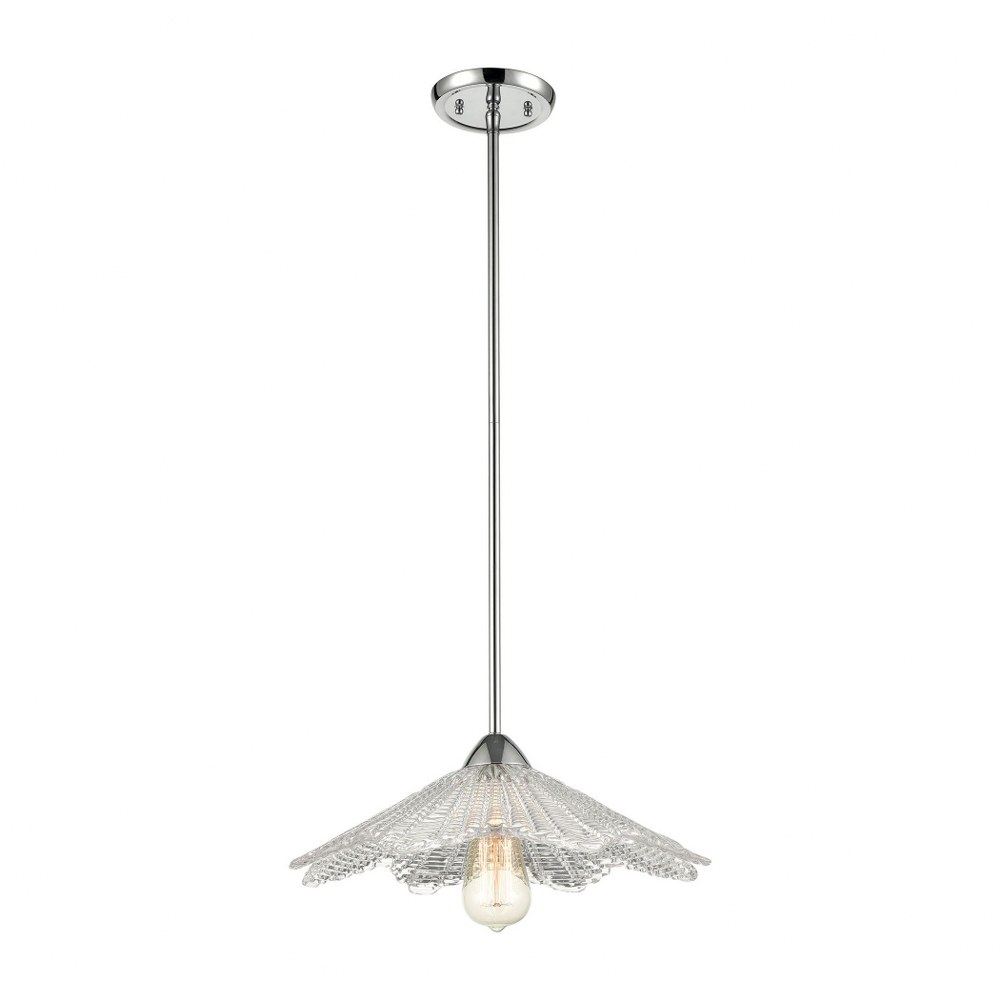 Elk Lighting-60176/1-Radiance - 1 Light Pendant in Transitional Style with Art Deco and Luxe/Glam inspirations - 6 Inches tall and 16 inches wide   Polished Chrome Finish with Clear Glass