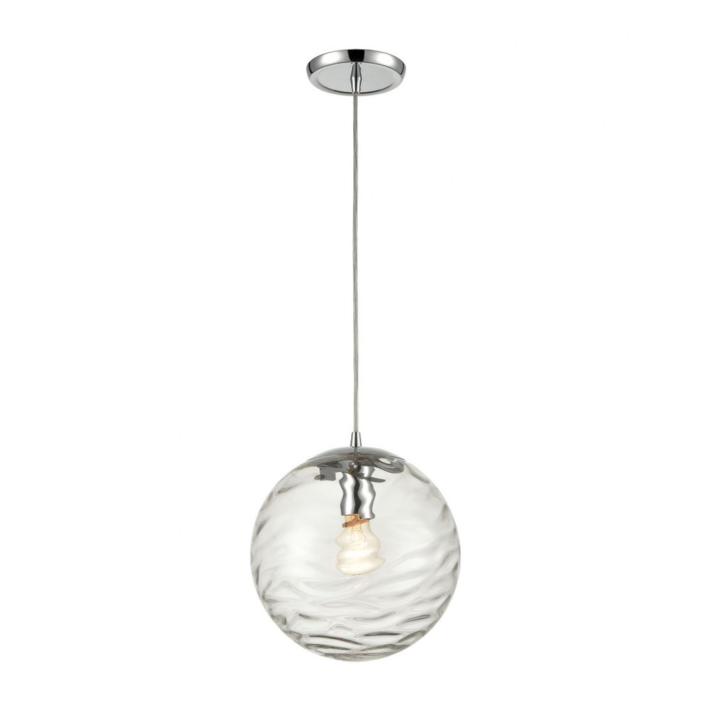 Elk Lighting-60184/1-Waters Edge - 1 Light Mini Pendant in Modern/Contemporary Style with Retro and Coastal/Beach inspirations - 11 Inches tall and 10 inches wide   Polished Chrome Finish with Water G