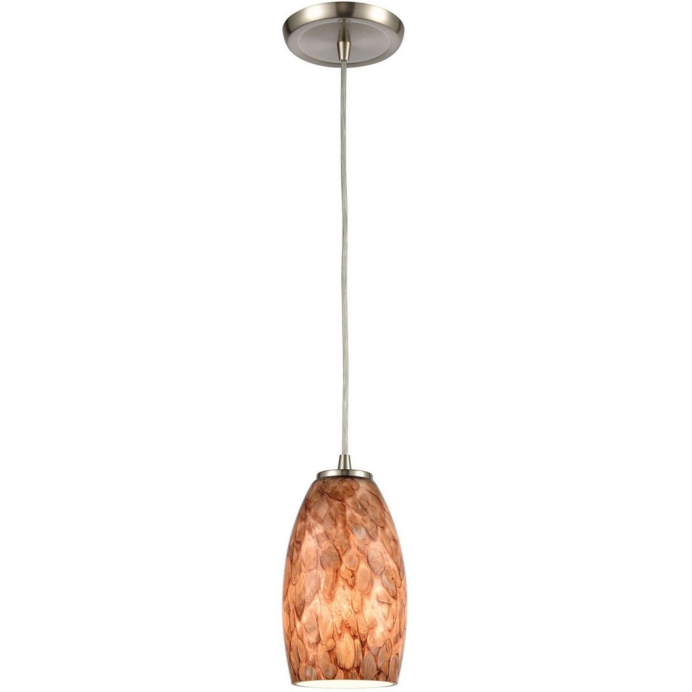 Elk Lighting-60216/1-Natures Collage - 1 Light Mini Pendant in Transitional Style with Nature-Inspired and Eclectic inspirations - 9 Inches tall and 5 inches wide 9 by 5  Satin Nickel Finish with Brow