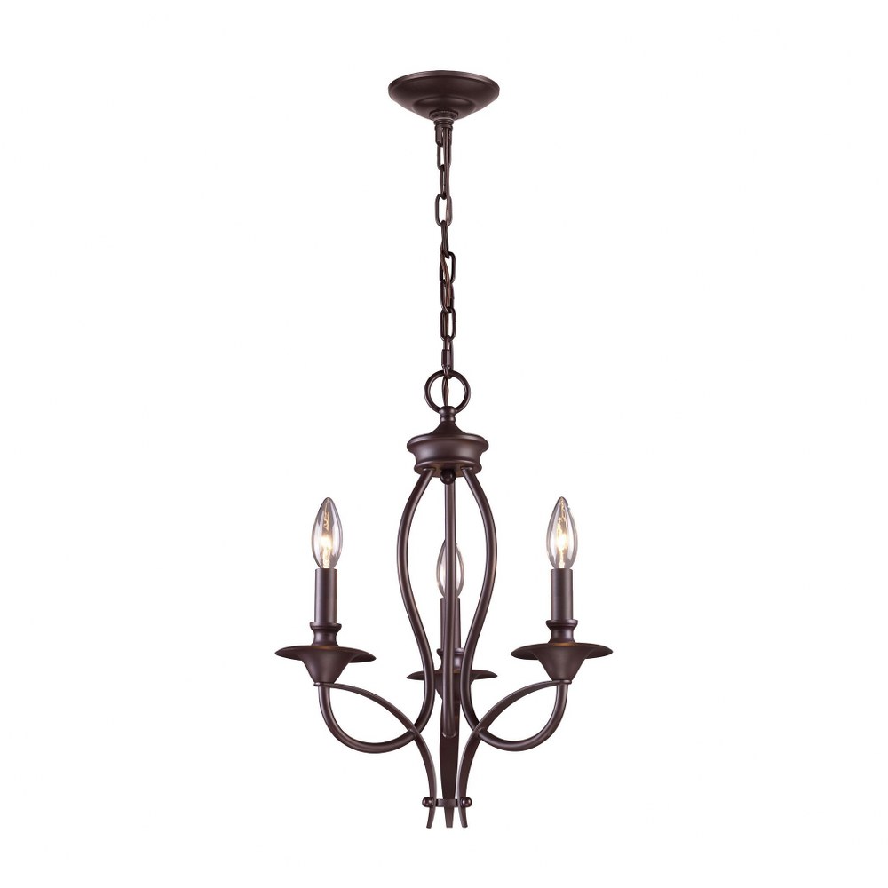 Elk Lighting-61031-3-Medford - 3 Light Chandelier in Transitional Style with Country/Cottage and Rustic inspirations - 19 Inches tall and 14 inches wide   Oiled Bronze Finish