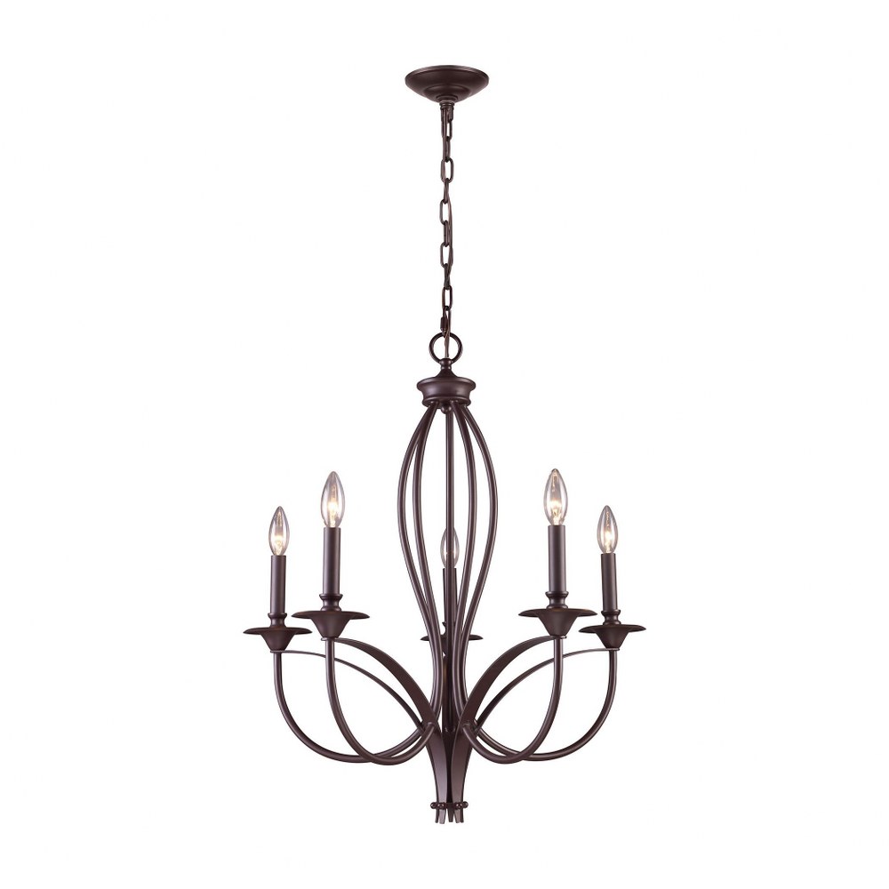 Elk Lighting-61032-5-Medford - 5 Light Chandelier in Transitional Style with Country/Cottage and Rustic inspirations - 28 Inches tall and 26 inches wide   Oiled Bronze Finish